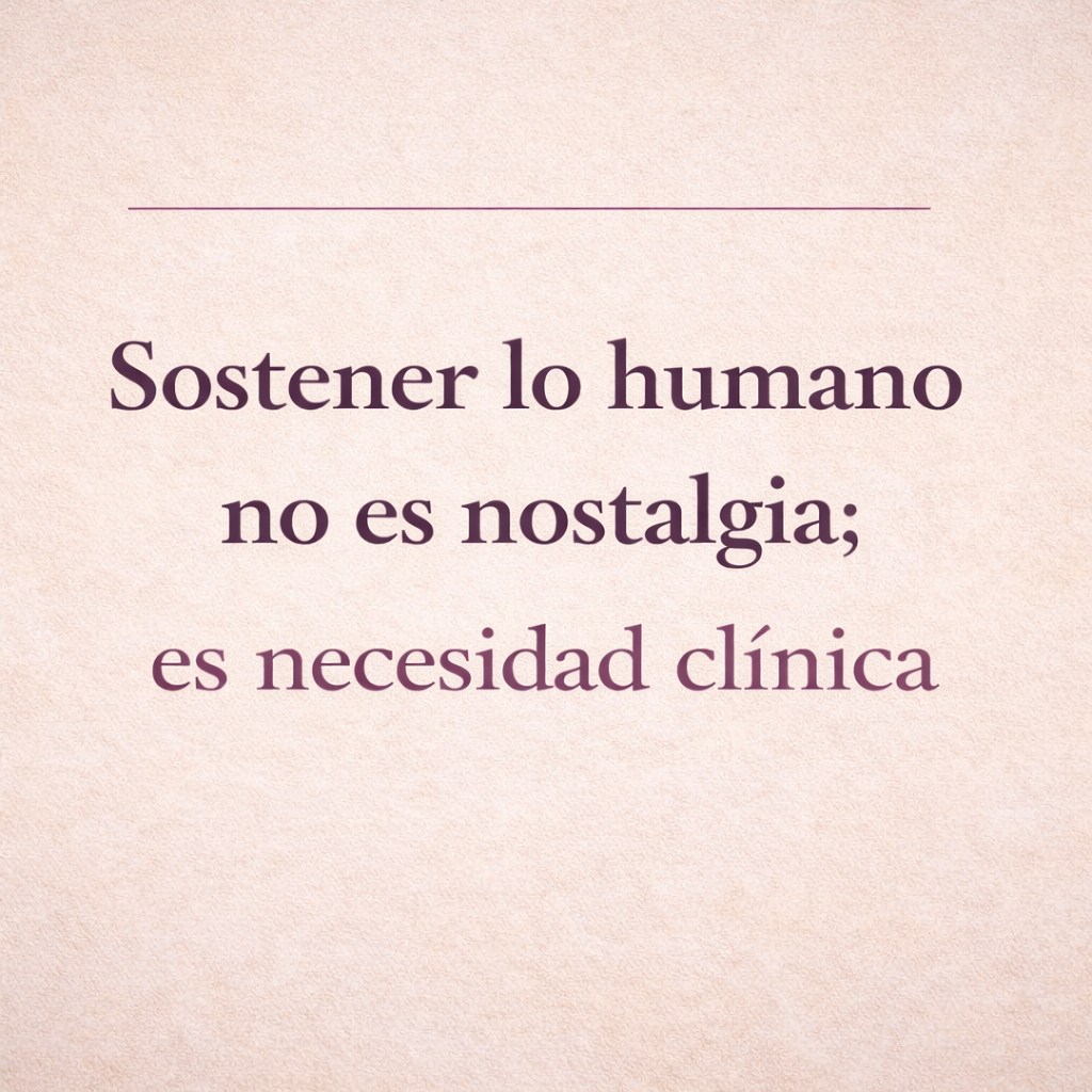 Sostener lo humano no es nostalgia; es necesidad clínica